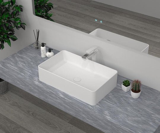 Buy Rectangle Cast stone - Solid Surface Basin 500mm discounted | Products On Sale Australia