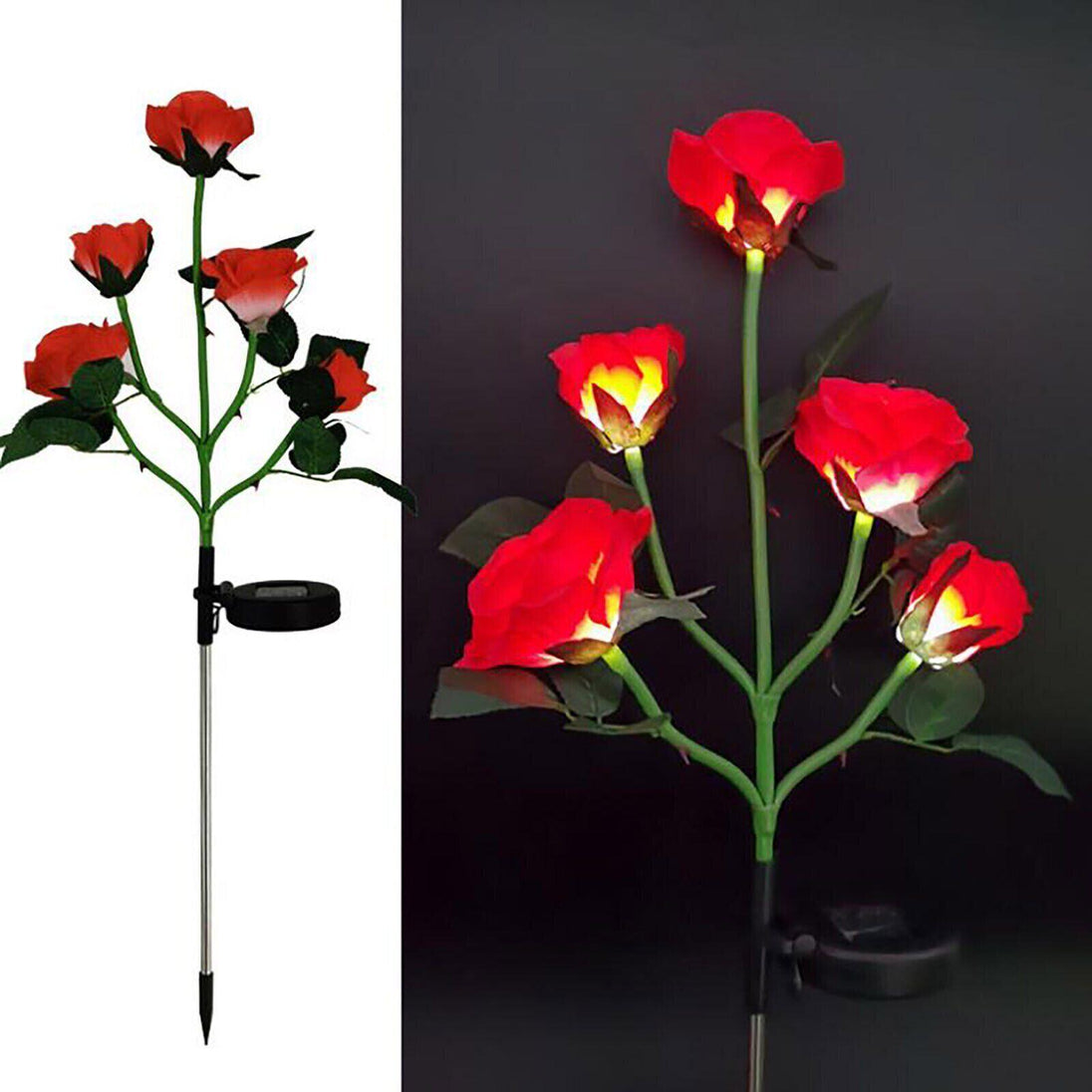 Buy Red Bulk Solar Garden Lights 75cm Long Rose Flowers Yard Lamp Xmas Halloween Deco AU discounted | Products On Sale Australia