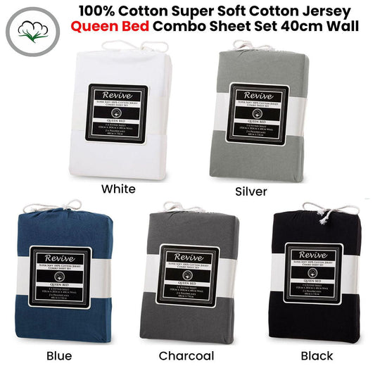 Buy Revive 100% Cotton Jersey Combo Set Charcoal Queen discounted | Products On Sale Australia