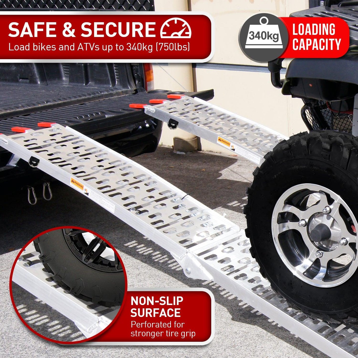 Buy Rigg 2 x Aluminium ATV Loading Ramp Foldable - Silver discounted | Products On Sale Australia