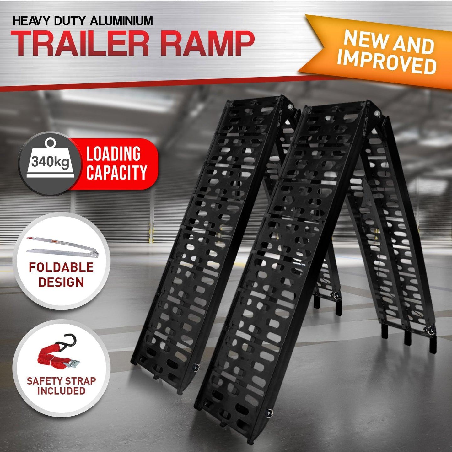 Buy Rigg 2x Aluminium ATV Loading Ramp Foldable - Black discounted | Products On Sale Australia