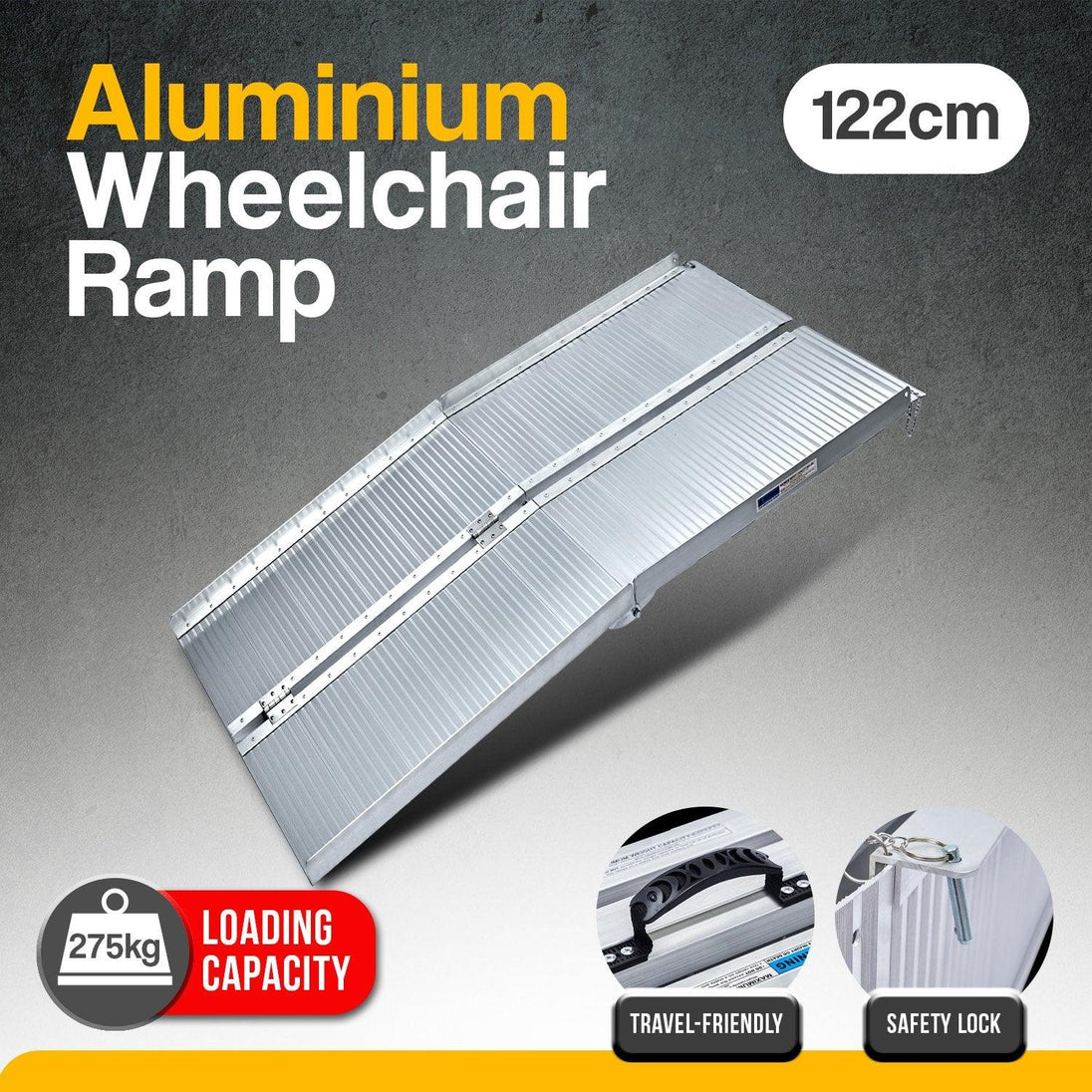 Buy Rigg Aluminium Portable Non-slip Wheelchair Ramp 4ft - Silver discounted | Products On Sale Australia