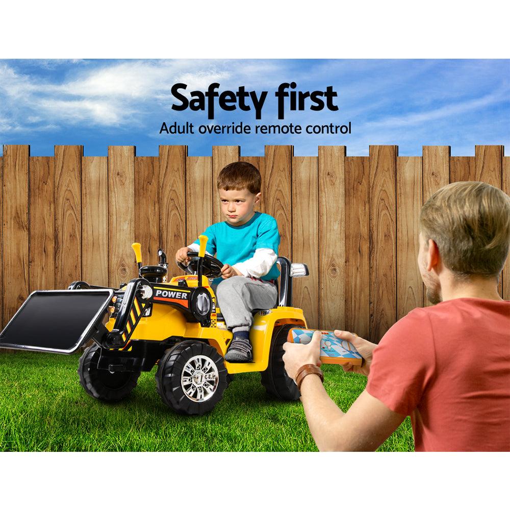 Buy Rigo Kids Electric Ride On Car Bulldozer Digger Loader Remote 6V Yellow discounted | Products On Sale Australia