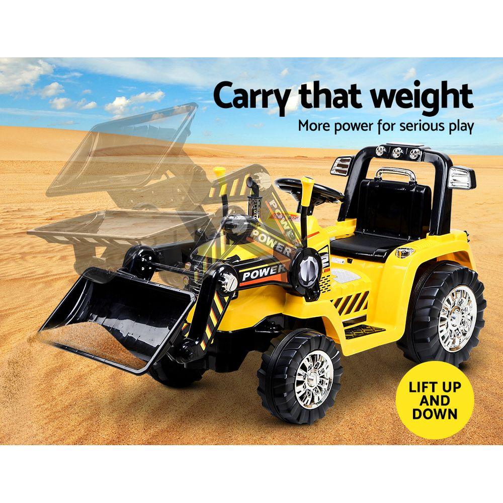 Buy Rigo Kids Electric Ride On Car Bulldozer Digger Loader Remote 6V Yellow discounted | Products On Sale Australia