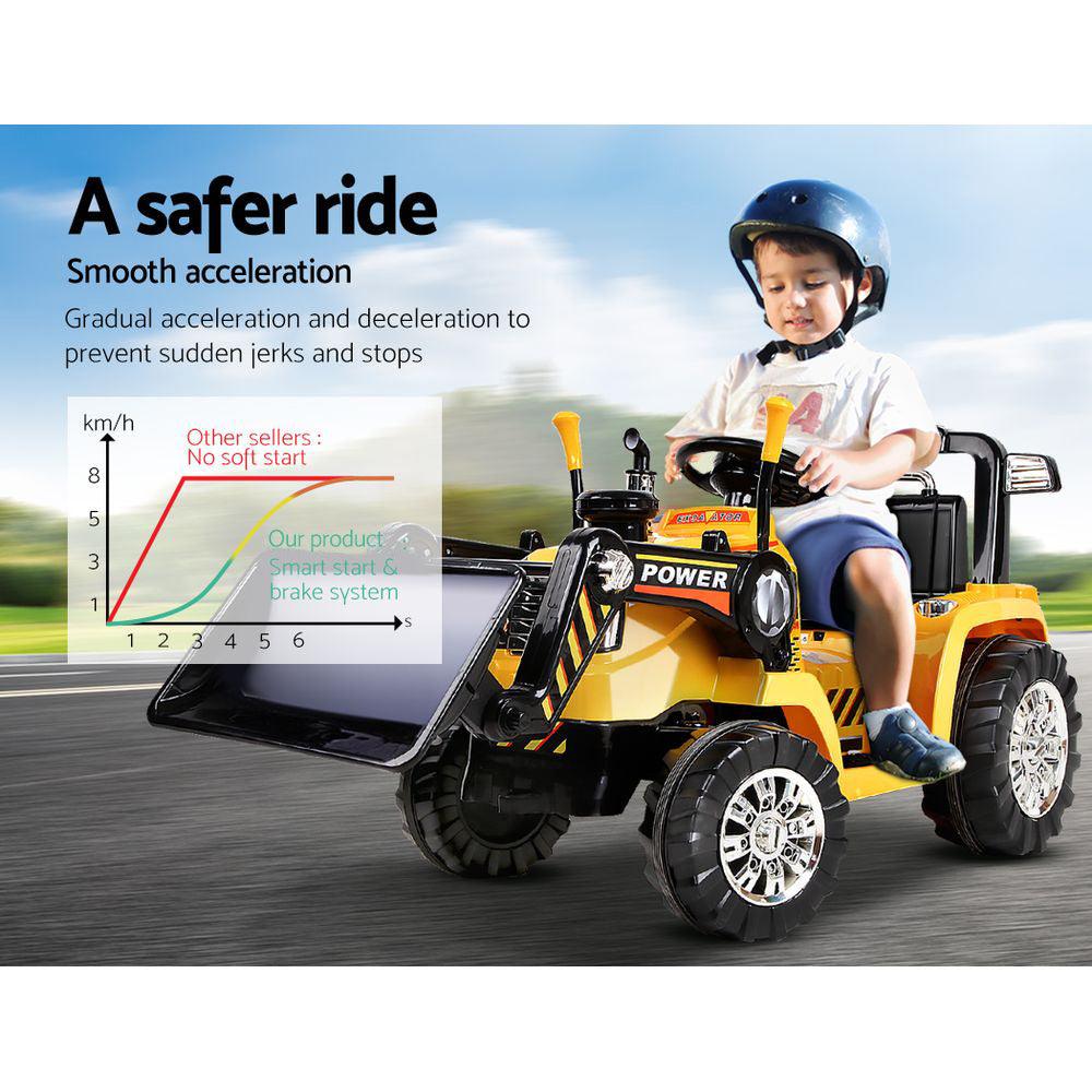 Buy Rigo Kids Electric Ride On Car Bulldozer Digger Loader Remote 6V Yellow discounted | Products On Sale Australia