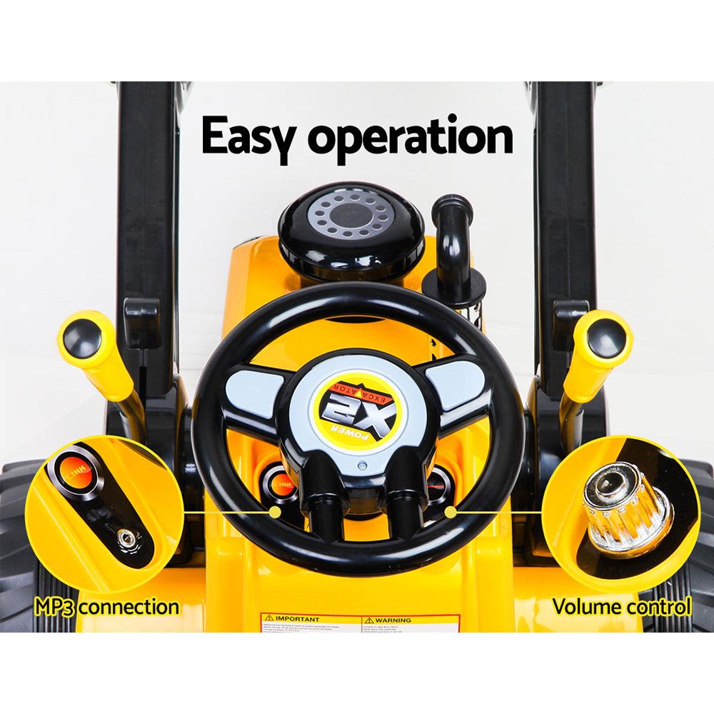 Buy Rigo Kids Electric Ride On Car Bulldozer Digger Loader Remote 6V Yellow discounted | Products On Sale Australia