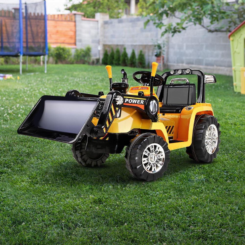 Buy Rigo Kids Electric Ride On Car Bulldozer Digger Loader Remote 6V Yellow discounted | Products On Sale Australia