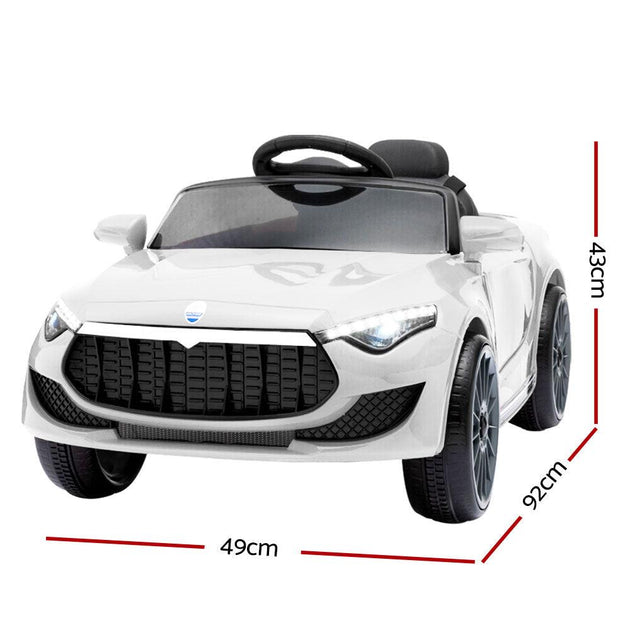 Buy Rigo Kids Electric Ride On Car Cars Music Headlight Remote Control 12V White discounted | Products On Sale Australia