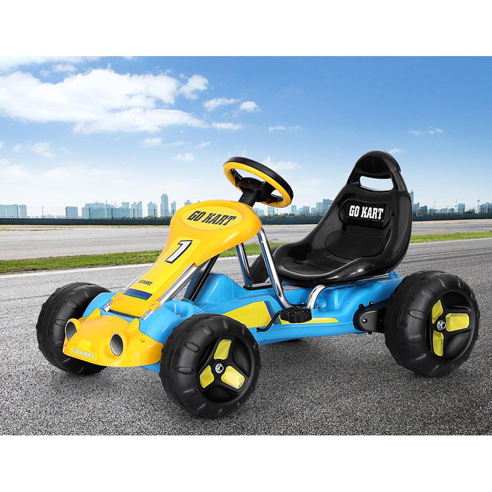 Buy Rigo Kids Pedal Go Kart Ride On Toys Racing Car Plastic Tyre Blue discounted | Products On Sale Australia