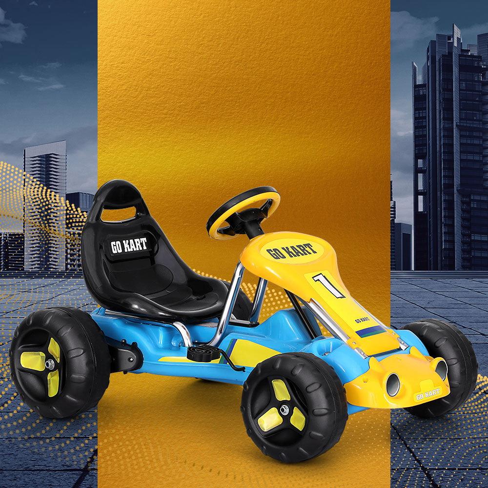 Buy Rigo Kids Pedal Go Kart Ride On Toys Racing Car Plastic Tyre Blue discounted | Products On Sale Australia