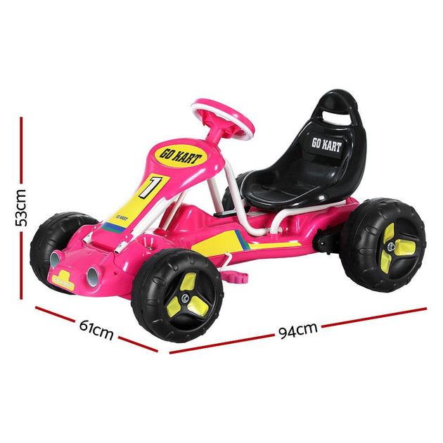 Buy Rigo Kids Pedal Go Kart Ride On Toys Racing Car Plastic Tyre Pink discounted | Products On Sale Australia