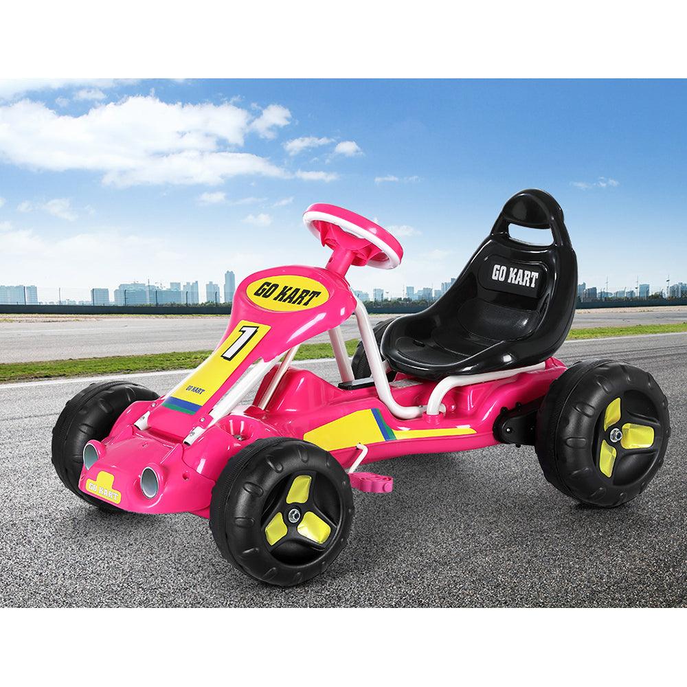 Buy Rigo Kids Pedal Go Kart Ride On Toys Racing Car Plastic Tyre Pink discounted | Products On Sale Australia