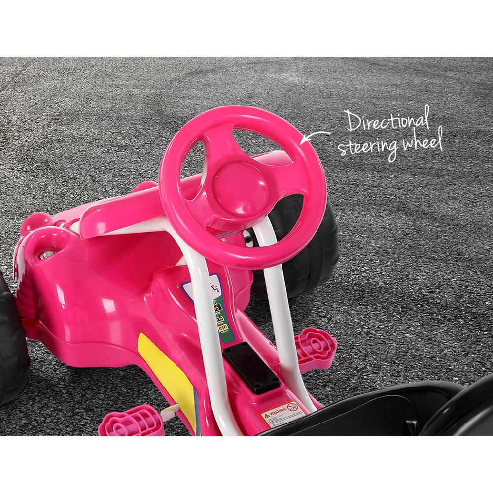 Buy Rigo Kids Pedal Go Kart Ride On Toys Racing Car Plastic Tyre Pink discounted | Products On Sale Australia