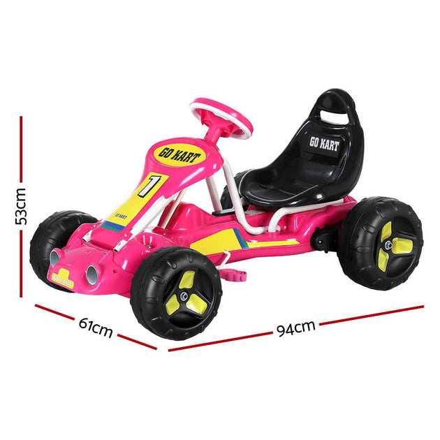 Buy Rigo Kids Pedal Go Kart Ride On Toys Racing Car Plastic Tyre Pink | Products On Sale Australia