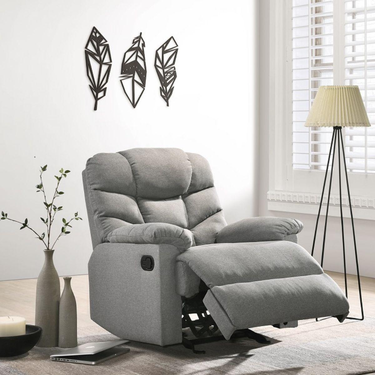 Buy Rocking Recliner Chair Swing Glider Light Grey Fabric discounted | Products On Sale Australia