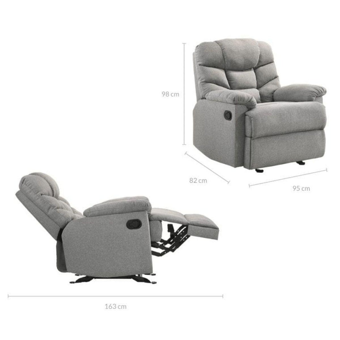 Buy Rocking Recliner Chair Swing Glider Light Grey Fabric discounted | Products On Sale Australia