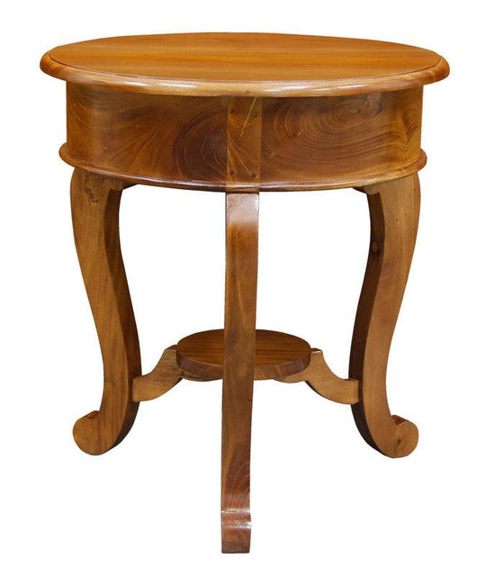 Buy Round Cabriole Leg 1 Drawer Lamp Table (Light Pecan) discounted | Products On Sale Australia