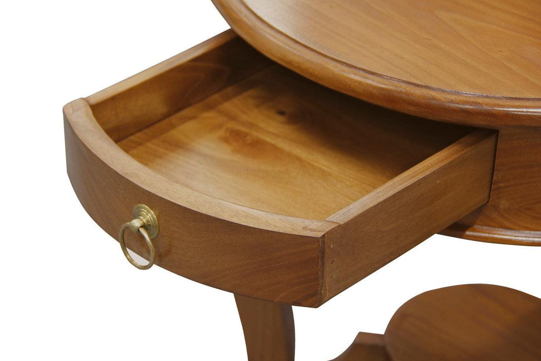 Buy Round Cabriole Leg 1 Drawer Lamp Table (Light Pecan) discounted | Products On Sale Australia