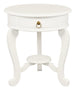 Buy Round Cabriole Leg 1 Drawer Lamp Table (White) discounted | Products On Sale Australia