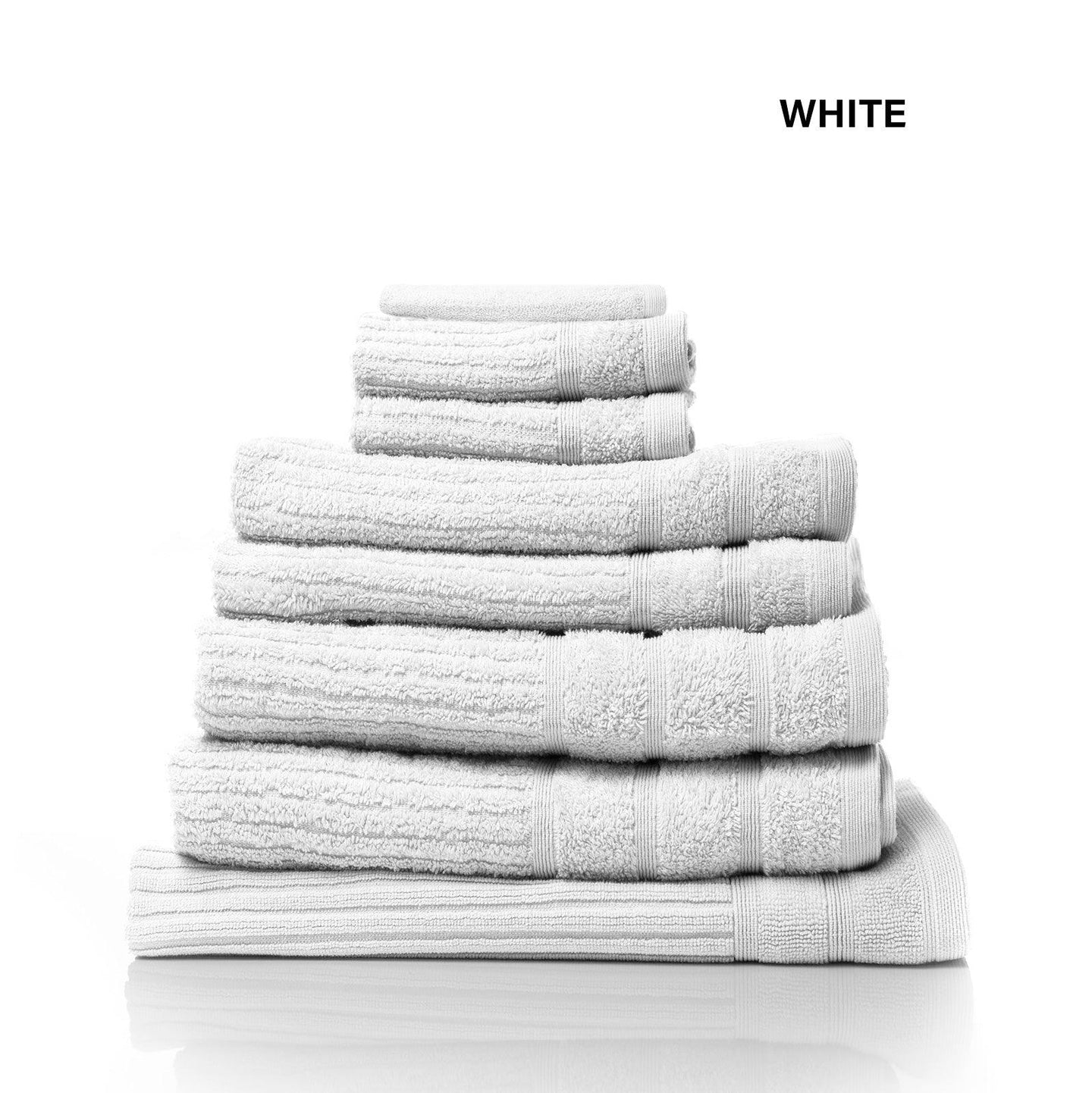 Buy Royal Comfort Eden Egyptian Cotton 600GSM 8 Piece Luxury Bath Towels Set - White discounted | Products On Sale Australia