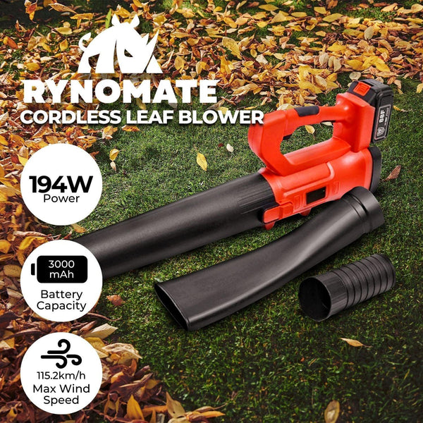 Buy RYNOMATE 18V Cordless Leaf Blower with Lithium Battery and Charger Kit (Red and Black) RNM-LB-101-RTT | Products On Sale Australia