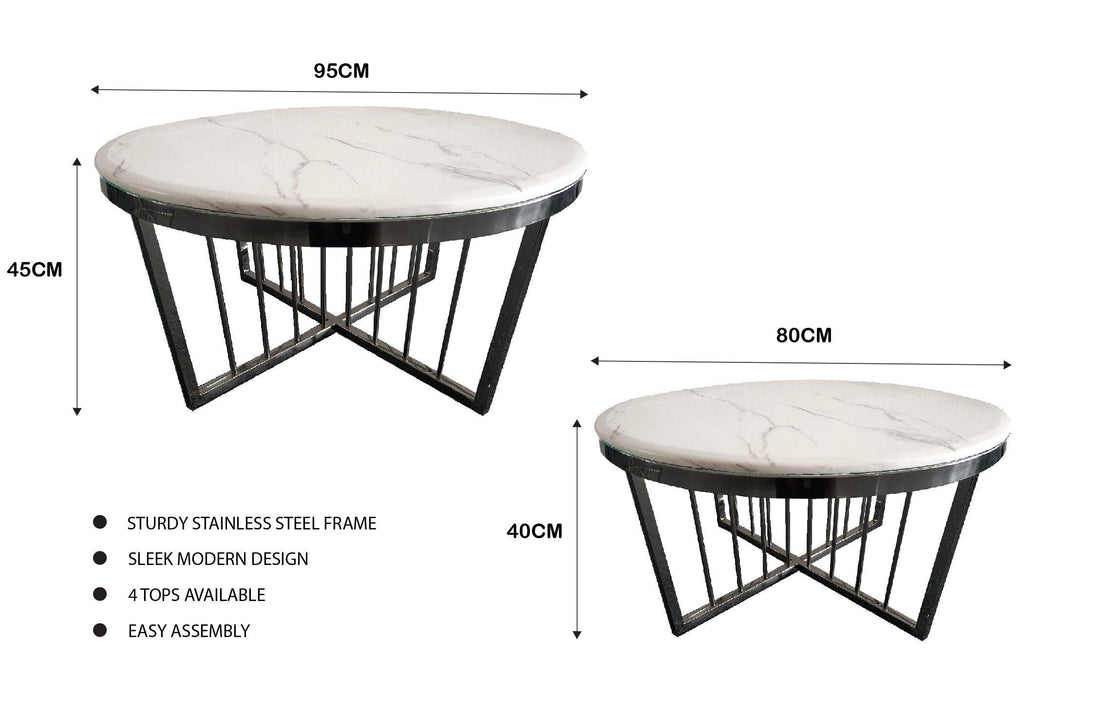 Buy Salina Coffee Table 80cm Black Base - White Marble discounted | Products On Sale Australia