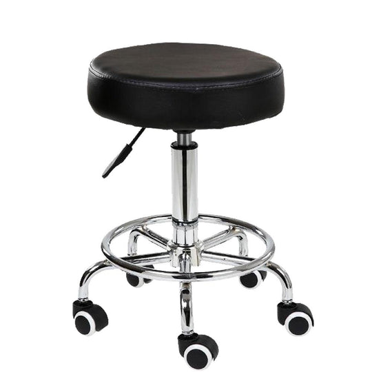 Buy Salon Chair Bar Swivel Stool Office Roller Wheels Portable Height Adjust Leather BS8401(x2) discounted | Products On Sale Australia