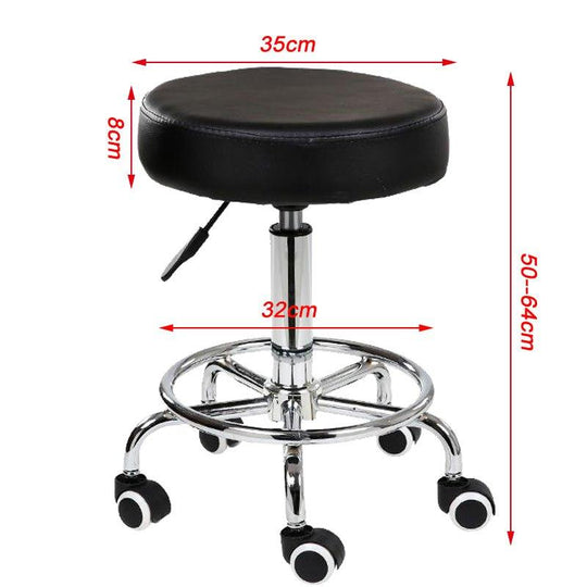 Buy Salon Chair Bar Swivel Stool Office Roller Wheels Portable Height Adjust Leather BS8401(x2) discounted | Products On Sale Australia