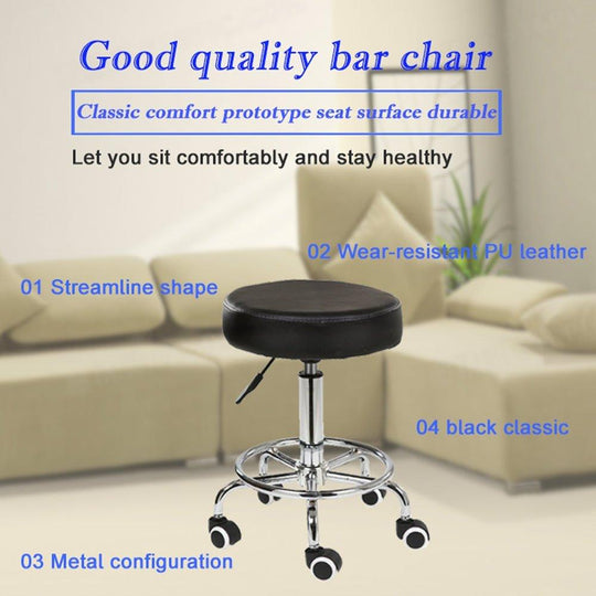 Buy Salon Chair Bar Swivel Stool Office Roller Wheels Portable Height Adjust Leather BS8401(x2) discounted | Products On Sale Australia