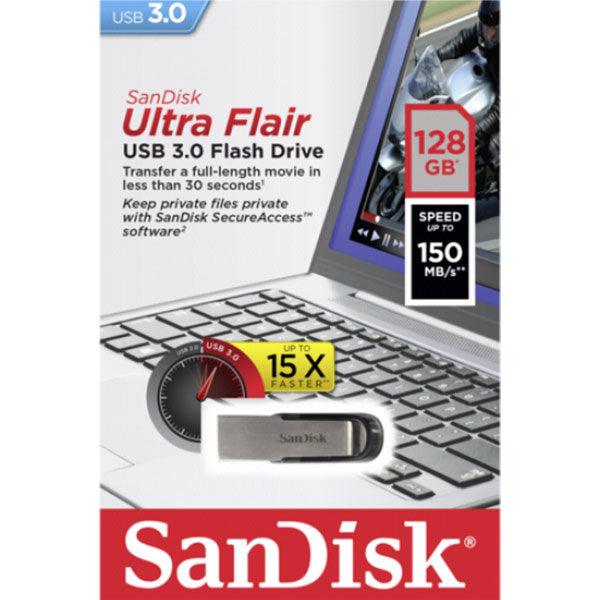 Buy SANDISK 128GB CZ73 ULTRA FLAIR USB 3.0 FLASH DRIVE upto 150MB/s discounted | Products On Sale Australia