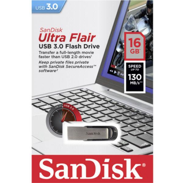 Buy SANDISK 16GB CZ73 ULTRA FLAIR USB 3.0 FLASH DRIVE upto 150MB/s discounted | Products On Sale Australia