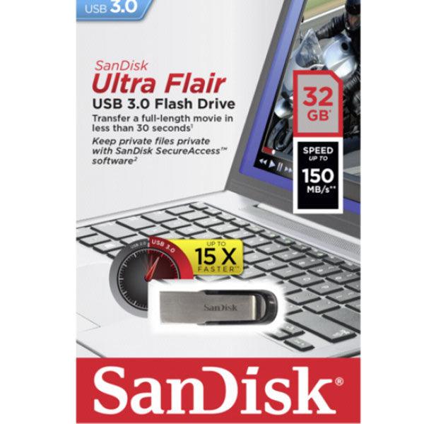 Buy SANDISK 32GB CZ73 ULTRA FLAIR USB 3.0 FLASH DRIVE upto 150MB/s discounted | Products On Sale Australia