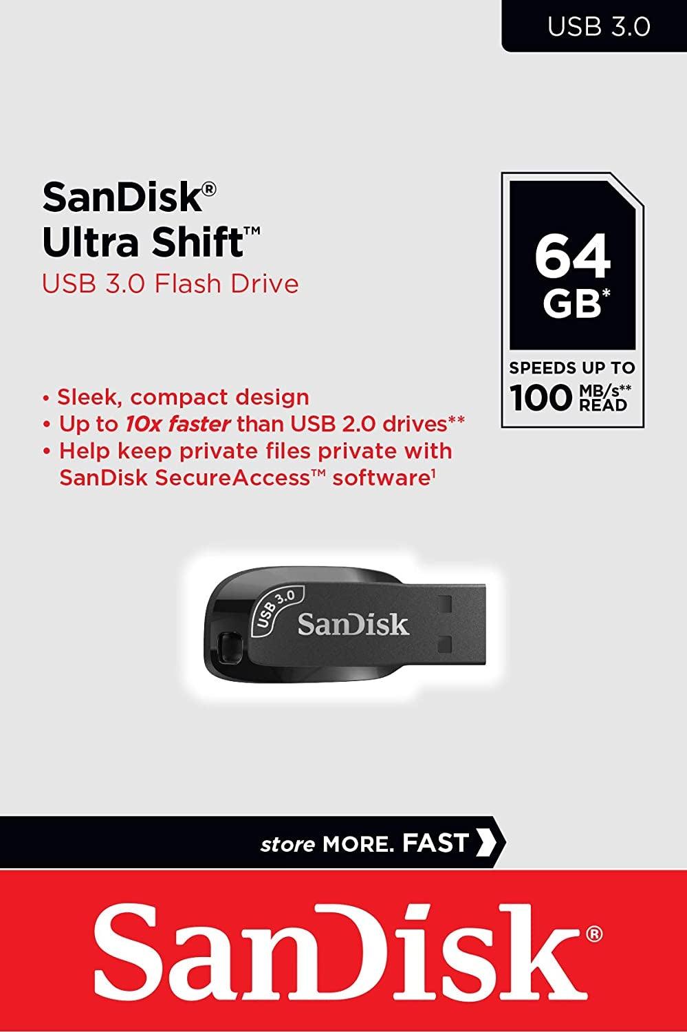 Buy SanDisk 64GB Ultra Shift USB 3.0 Flash Drive SDCZ410-064G-G46 discounted | Products On Sale Australia