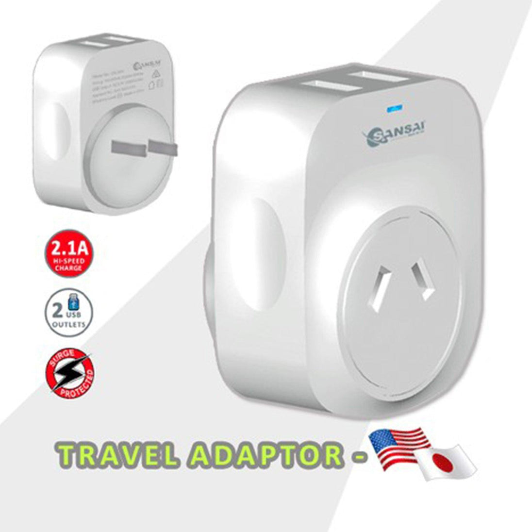 Buy Sansai Travel Adaptor 2 X USB - Japan discounted | Products On Sale Australia