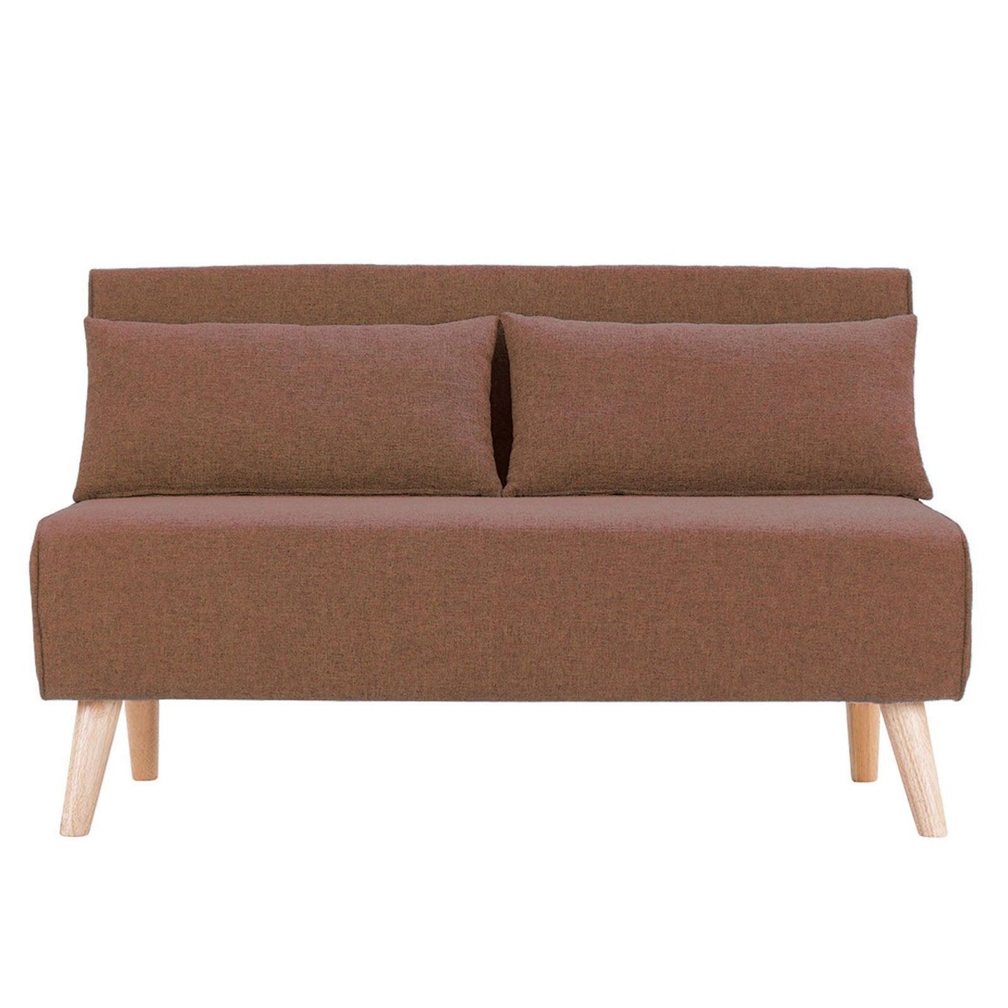 Buy Sarantino 2-Seater Adjustable Sofa Bed Lounge Faux Linen - Brown discounted | Products On Sale Australia