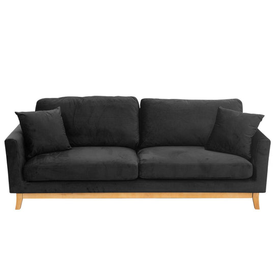 Buy Sarantino 3 Seater Faux Velvet Wooden Sofa Bed Couch Furniture - Black discounted | Products On Sale Australia