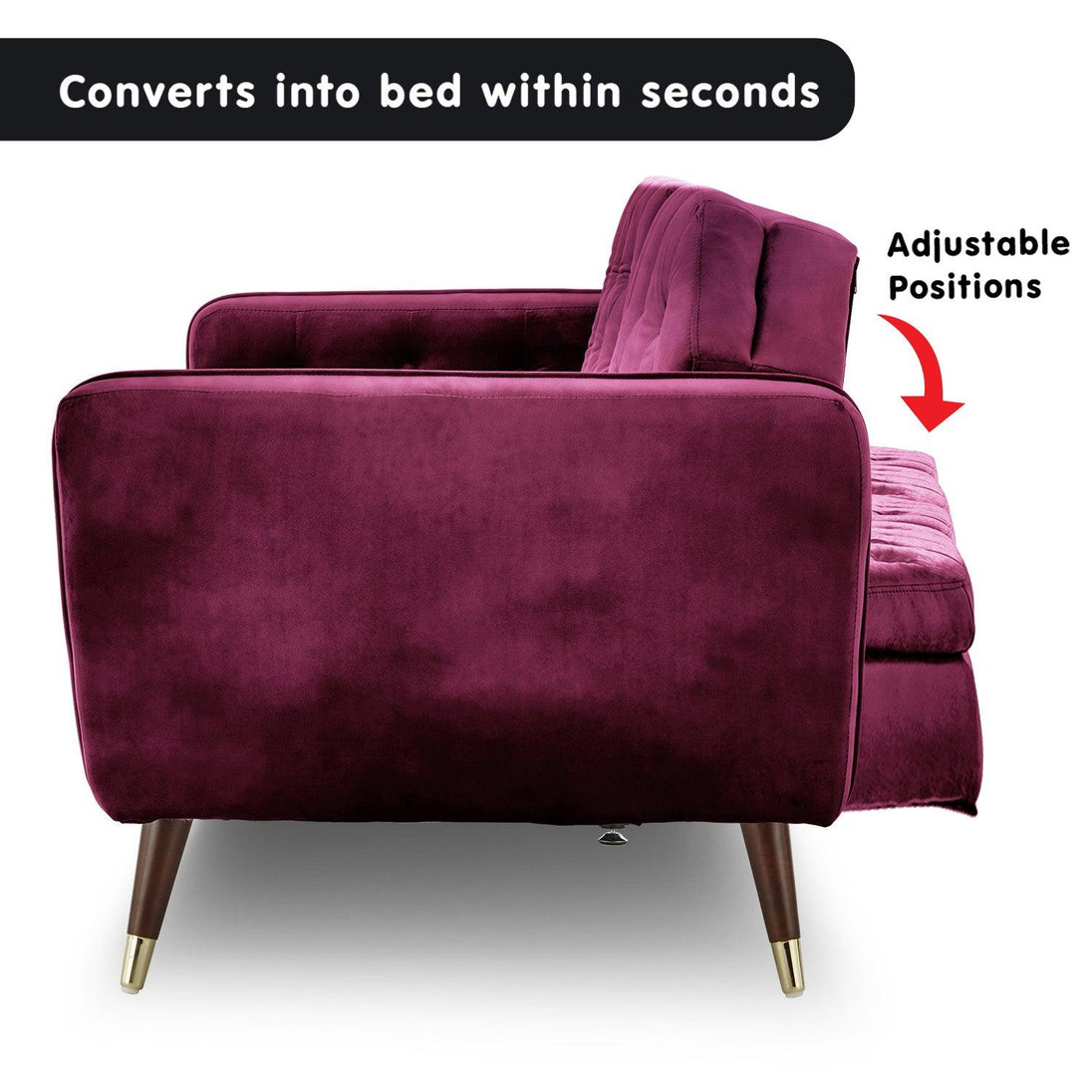 Buy Sarantino Faux Velvet Tufted Sofa Bed Couch Futon - Burgundy discounted | Products On Sale Australia