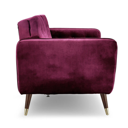 Buy Sarantino Faux Velvet Tufted Sofa Bed Couch Futon - Burgundy discounted | Products On Sale Australia