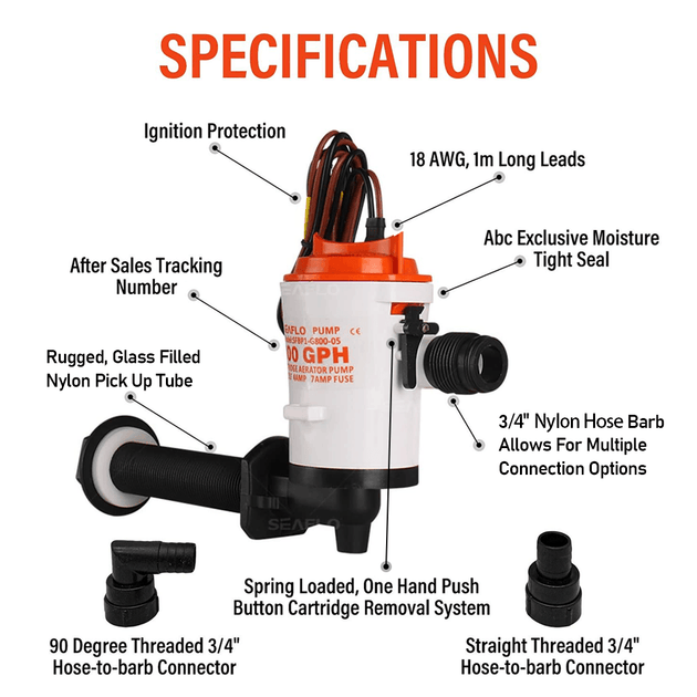 Buy SEAFLO 12V 800GPH LIVEWELL Live Bait Tank Well Aerator Bilge Pump Kit Fishing AU discounted | Products On Sale Australia