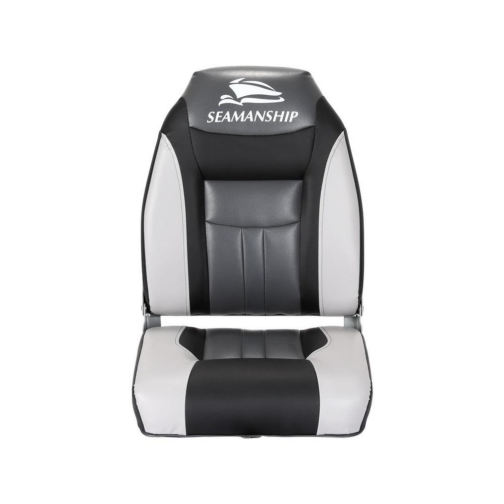 Buy Seamanship 2X Folding Boat Seats Marine Seat Swivel High Back 12cm Padding Black discounted | Products On Sale Australia