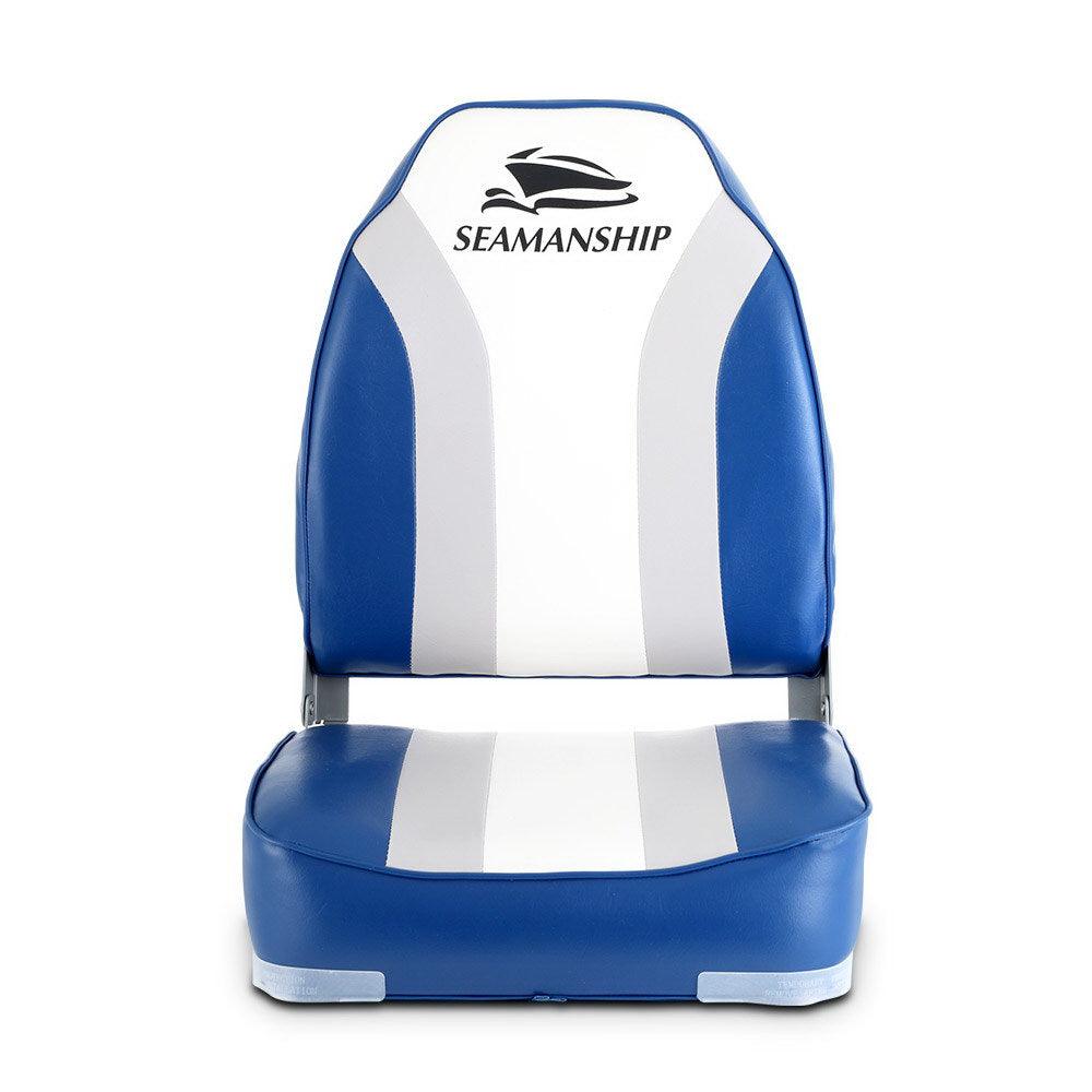 Buy Seamanship 2X Folding Boat Seats Marine Seat Swivel High Back 12cm Padding Blue discounted | Products On Sale Australia