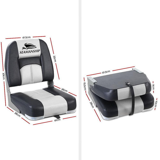 Buy Seamanship 2X Folding Boat Seats Marine Seat Swivel Low Back 10cm Padding Grey discounted | Products On Sale Australia