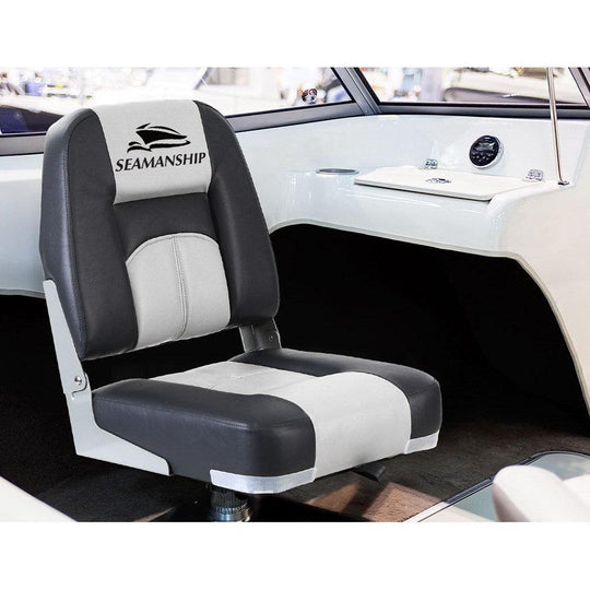 Buy Seamanship 2X Folding Boat Seats Marine Seat Swivel Low Back 10cm Padding Grey discounted | Products On Sale Australia