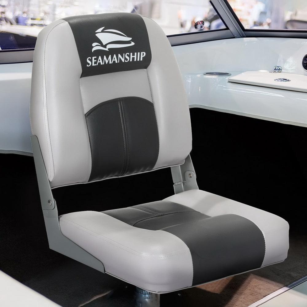 Buy Seamanship 2X Folding Boat Seats Marine Swivel Low Back 10cm Padding Charcoal discounted | Products On Sale Australia