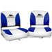 Buy Seamanship 2X Folding Boat Seats Marine Swivel Low Back 13cm Padding White Blue discounted | Products On Sale Australia