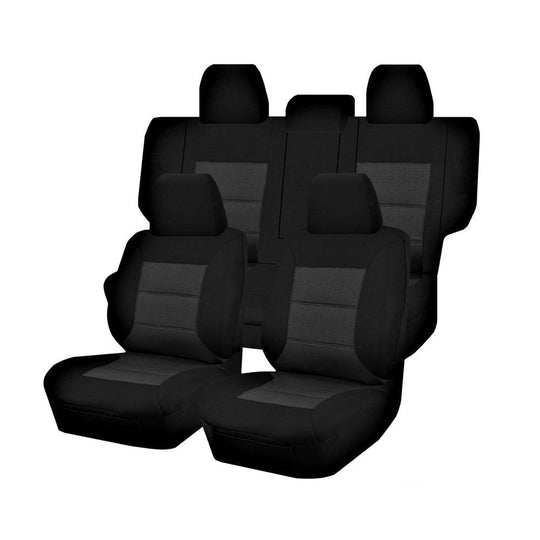 Buy Seat Covers for MITSUBISHI PAJERO NS.NT.NW.NX SERIES 11/2006 - ON LWB 4X4 SUV/WAGON 7 SEATERS FM BLACK PREMIUM discounted | Products On Sale Australia