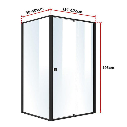 Buy Semi Frameless Shower Screen (114~122)x 195cm & (98~101)x195cm Side AS/NZS Glass discounted | Products On Sale Australia