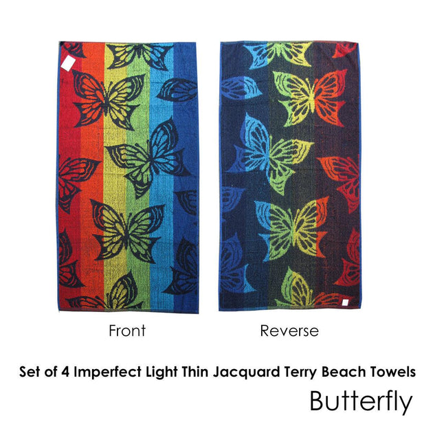 Buy Set of 4 Imperfect Jacquard Terry Beach Towels Butterfly discounted | Products On Sale Australia