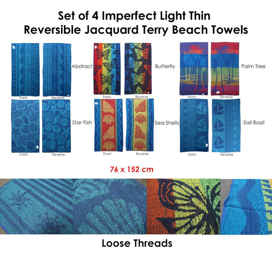 Buy Set of 4 Imperfect Jacquard Terry Beach Towels Butterfly discounted | Products On Sale Australia