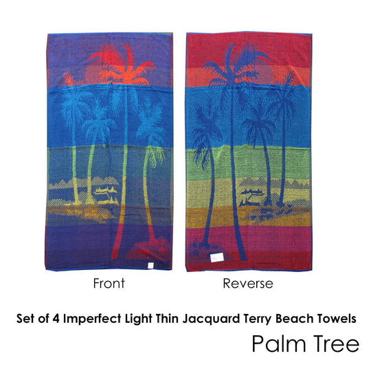 Buy Set of 4 Imperfect Jacquard Terry Beach Towels Palm Tree discounted | Products On Sale Australia